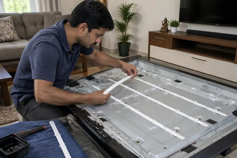 5 Common TV Problems and How They Are Fixed – technician repairing an LED TV